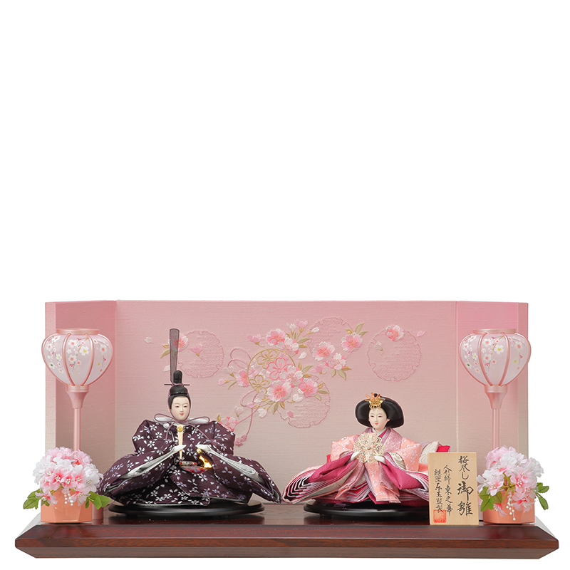 羽子板飾り「東之華コラボ：１０号刺繍雪輪桜/ピンクベージュ」